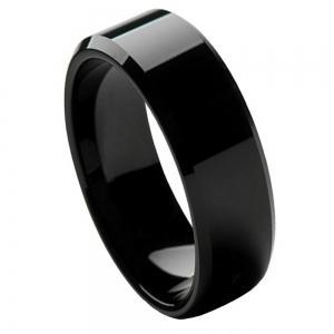 High Polish Black IP Plate Beveled Edge - 8MM Band